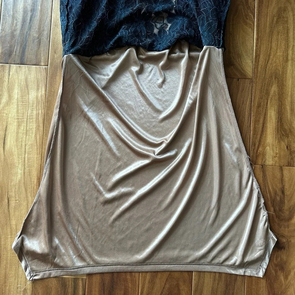 Teal Knit Lace Bohemian Mini Dress size Medium - Picture 5 of 7